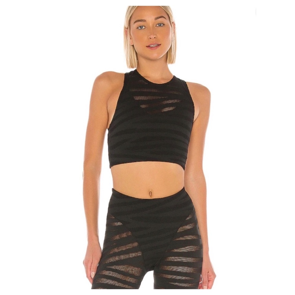 NWT Adam Selman Sport Racer Crop Top in Black Tiger